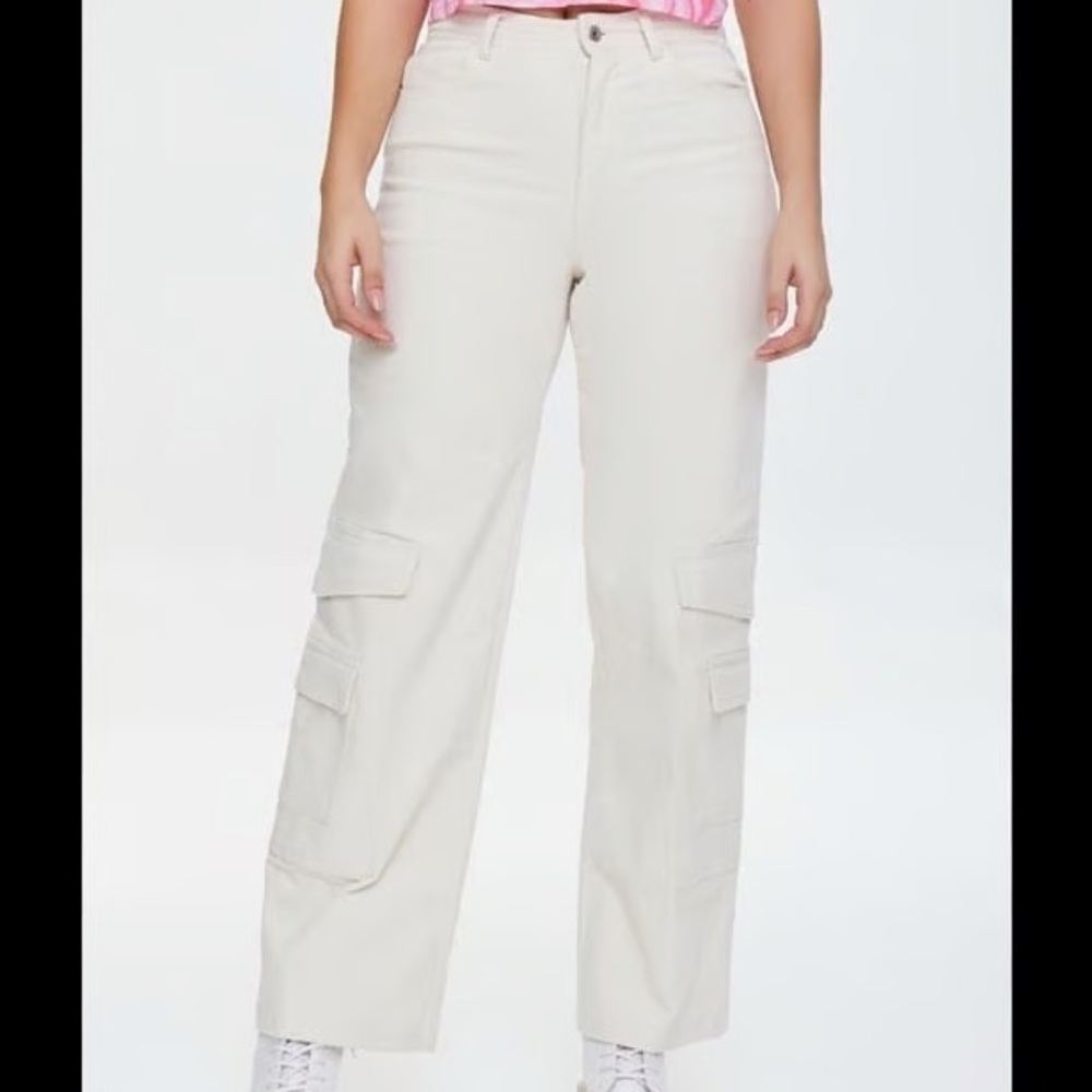 Forever 21 Cream Women Jeans Overalls